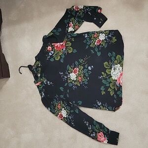 Tie neck floral blouse